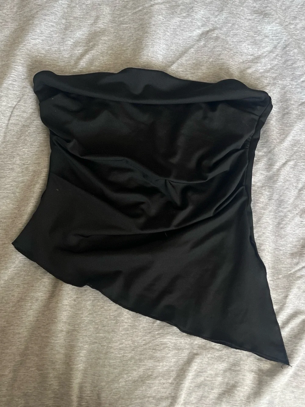 Black Asymmetric Satin Skirt - Women